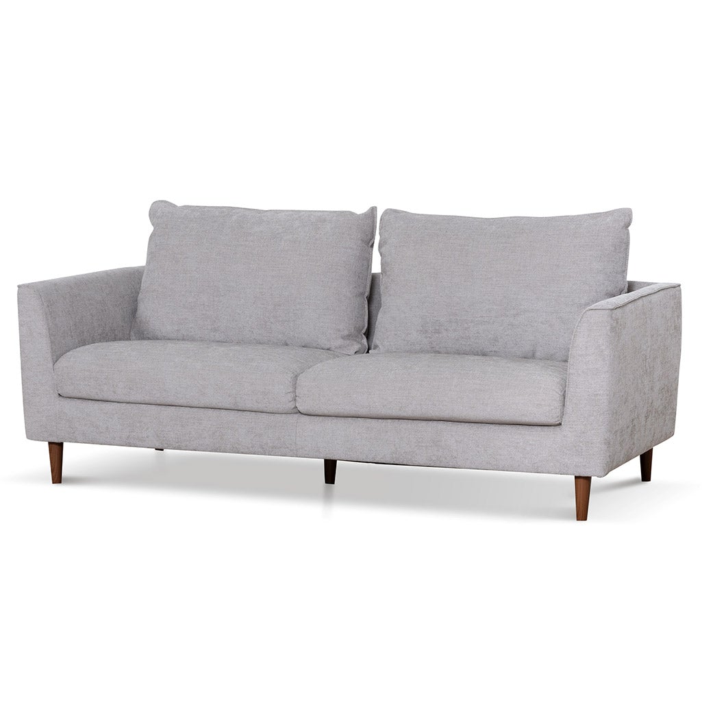 Kavan 3 Seater Fabric Sofa - Oyster Beige with Walnut Leg