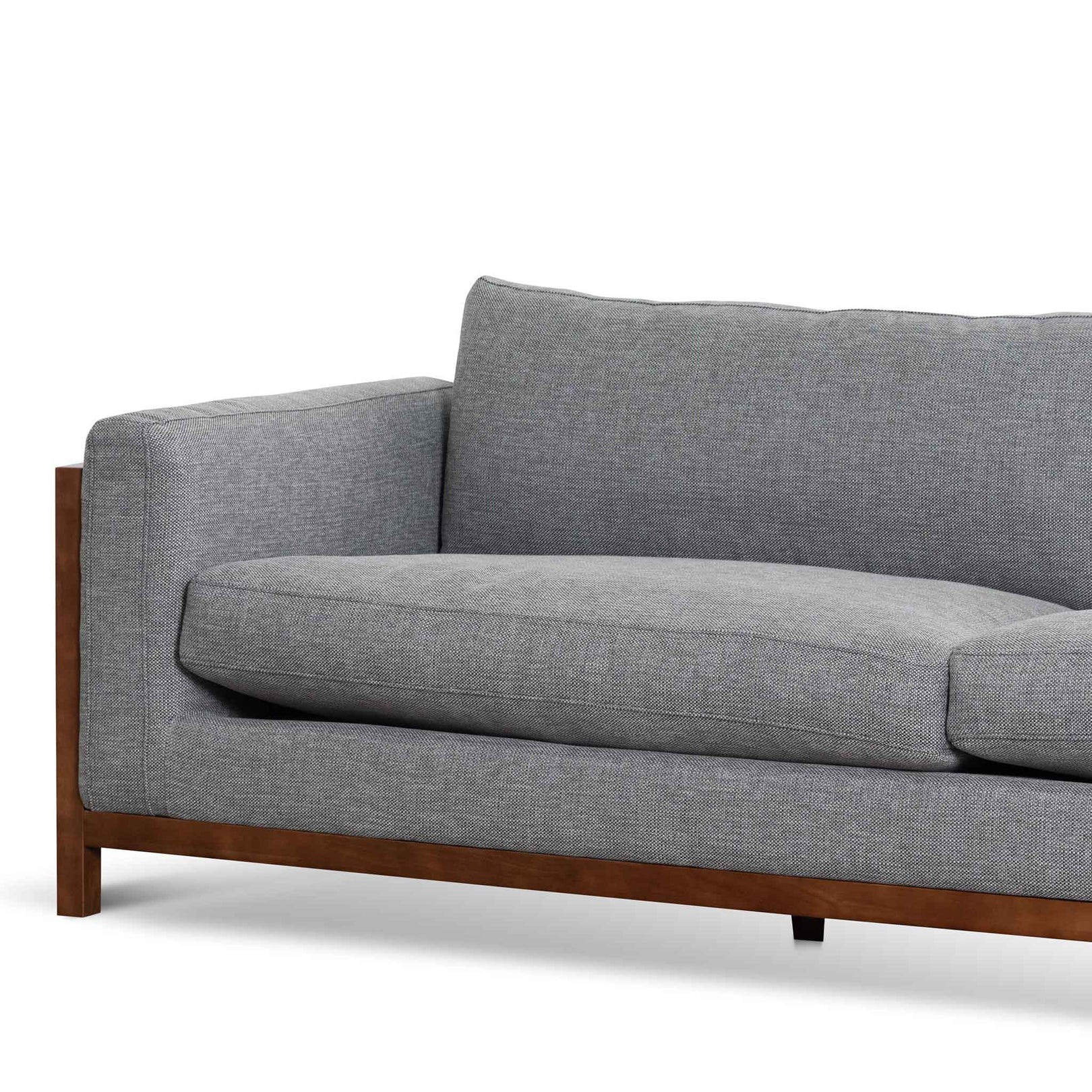 Wilford1 3 Seater Fabric Sofa - Graphite Grey with Walnut Frame - Last One