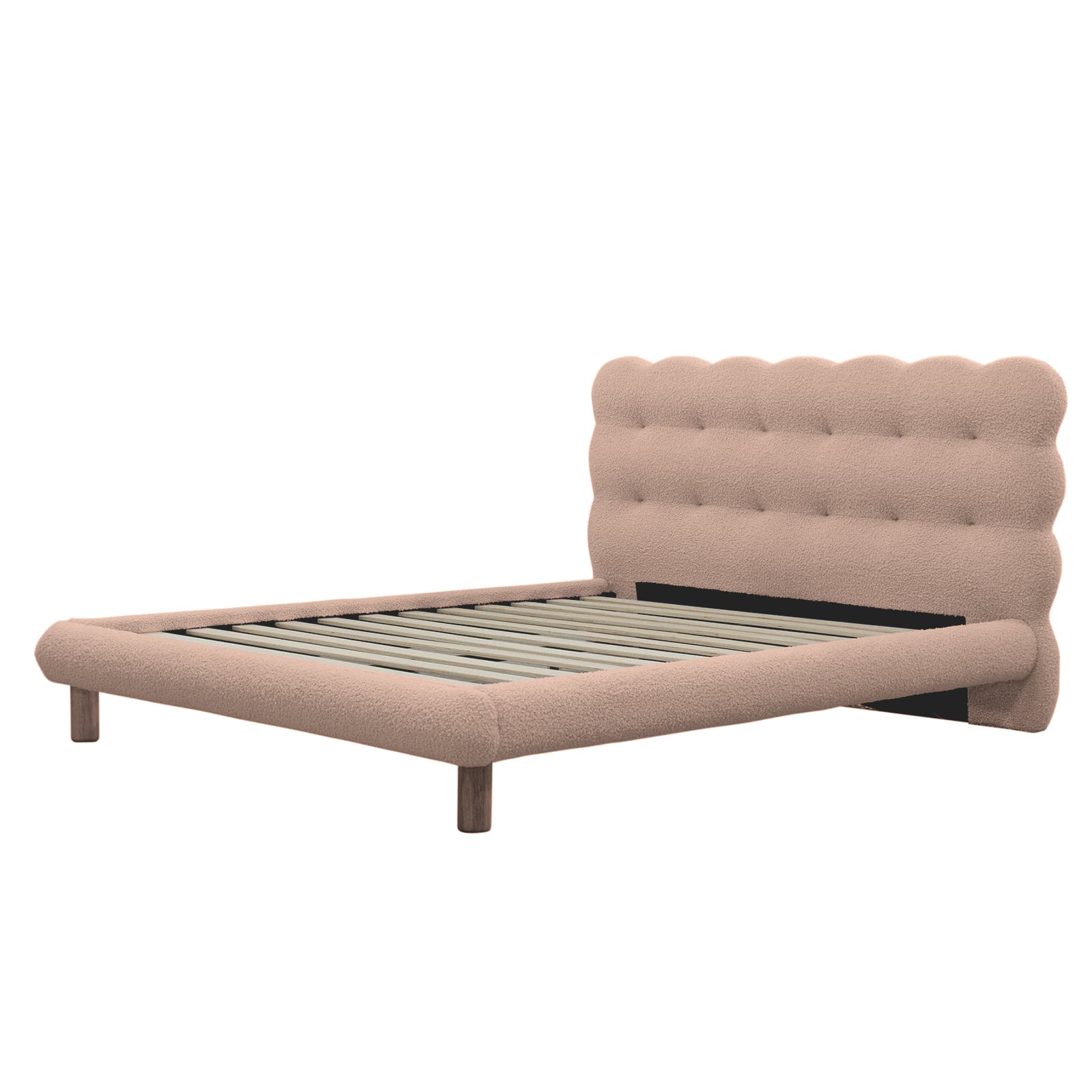 Light luxury Teddy fabric bed frame low platform bed