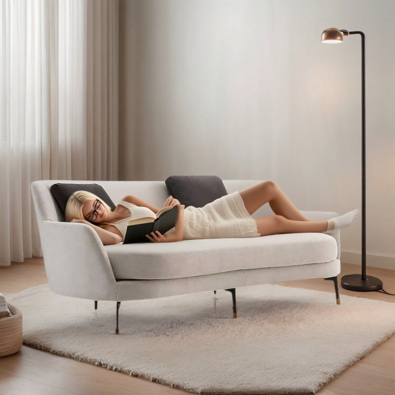 Curved high sofa 2.05m