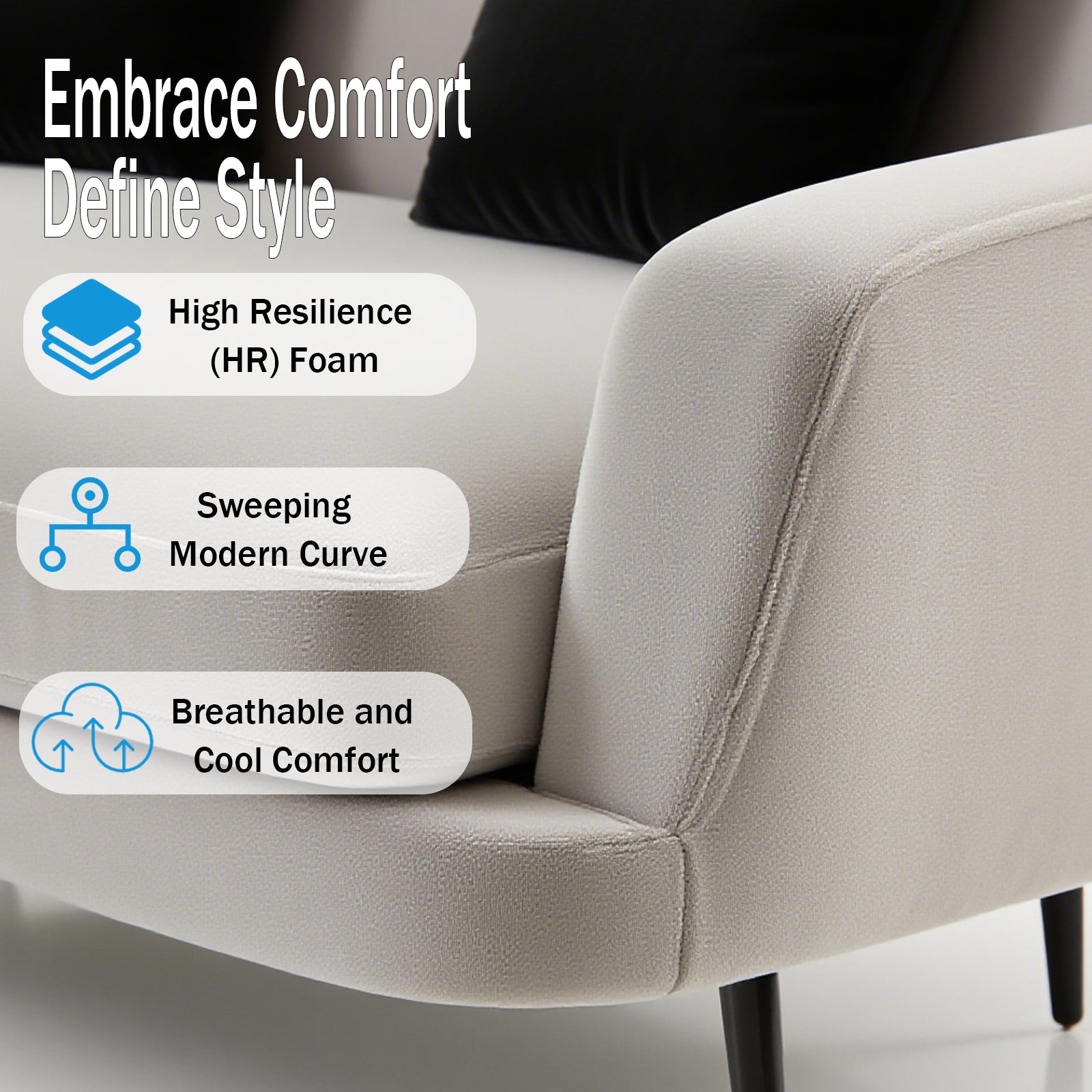 Curved high sofa 2.05m