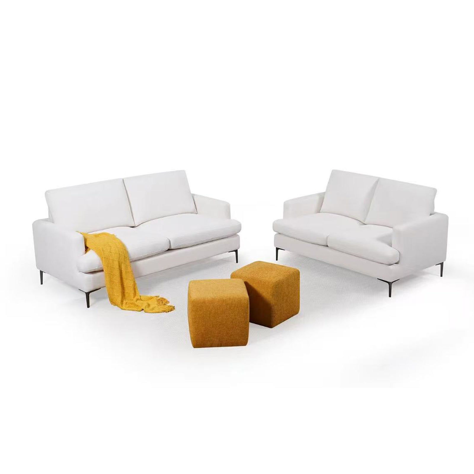 Modern simple white 3 -seater sofa living room sofa combination