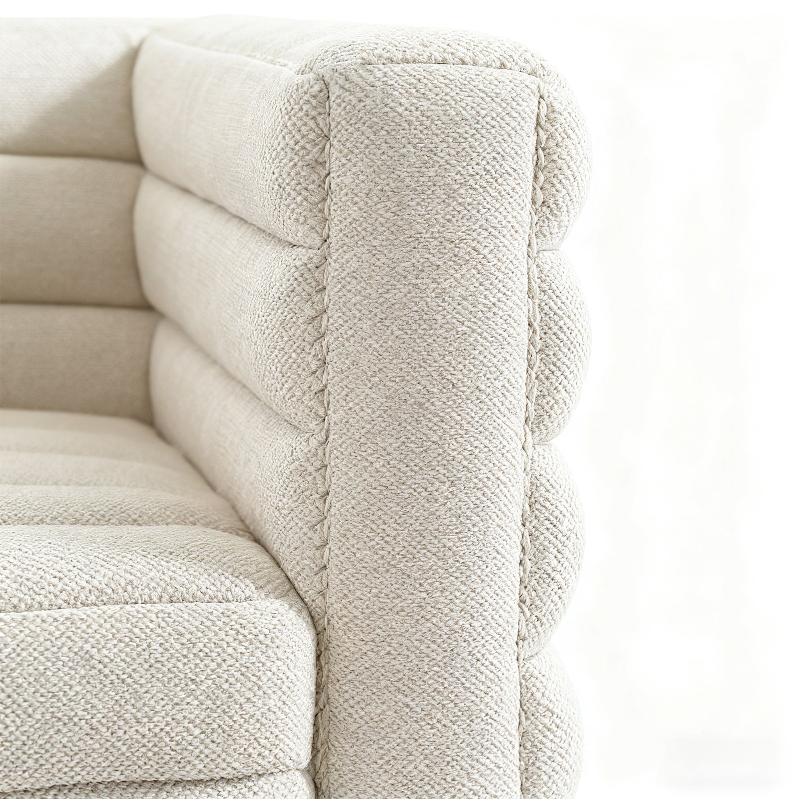 Modern White Stripe 2-Seater Loveseat for Living Room