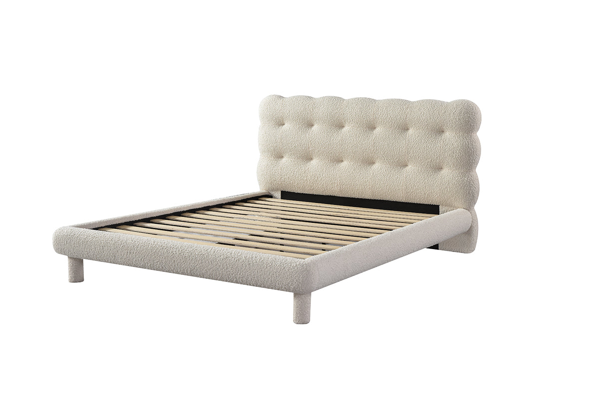 Light luxury Teddy fabric bed frame low platform bed
