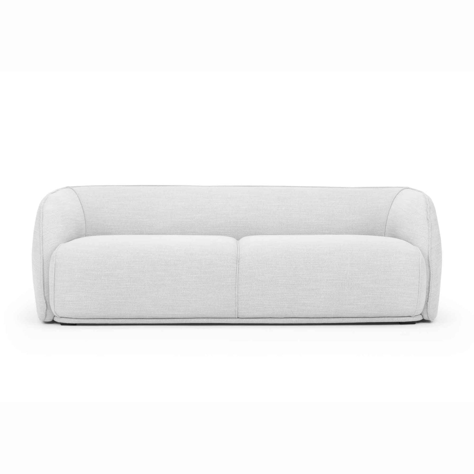 Troy 3 Seater Fabric Sofa in Light Texture Grey - Black Leg