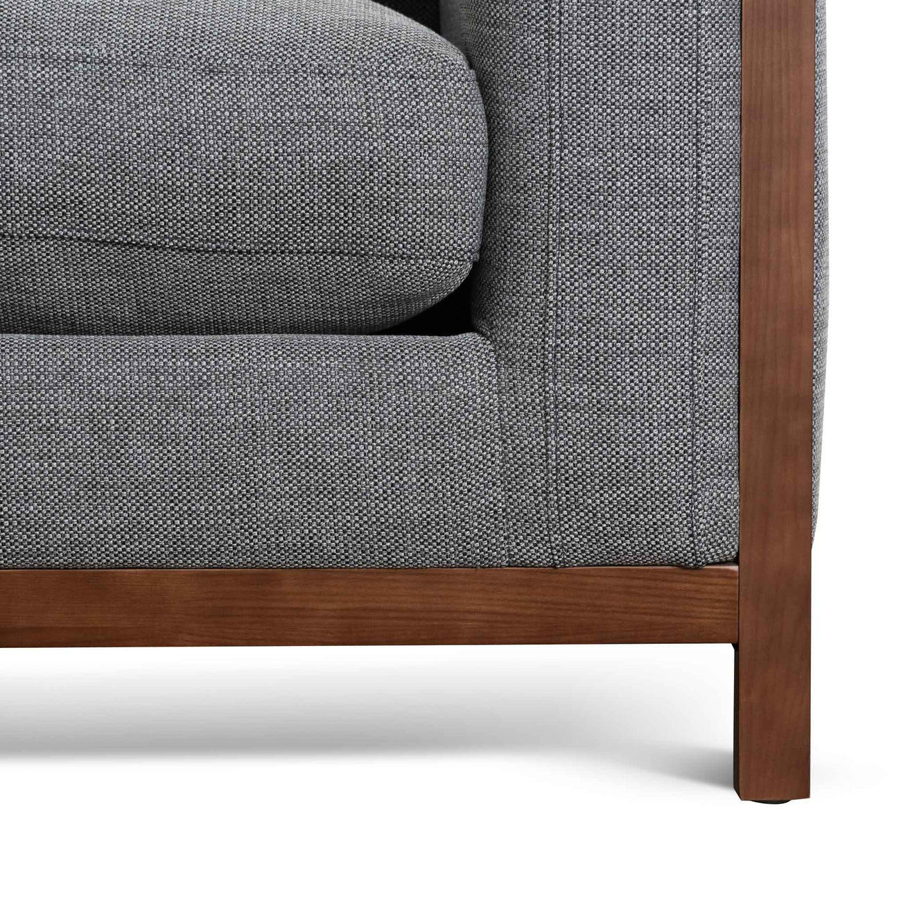 Wilford1 3 Seater Fabric Sofa - Graphite Grey with Walnut Frame - Last One