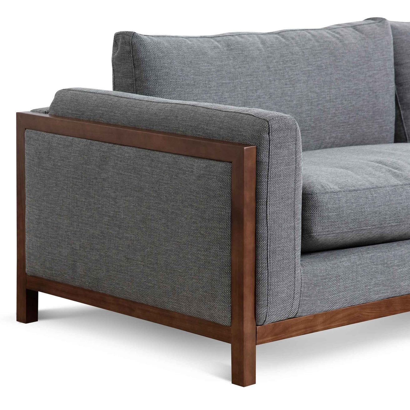 Wilford1 3 Seater Fabric Sofa - Graphite Grey with Walnut Frame - Last One
