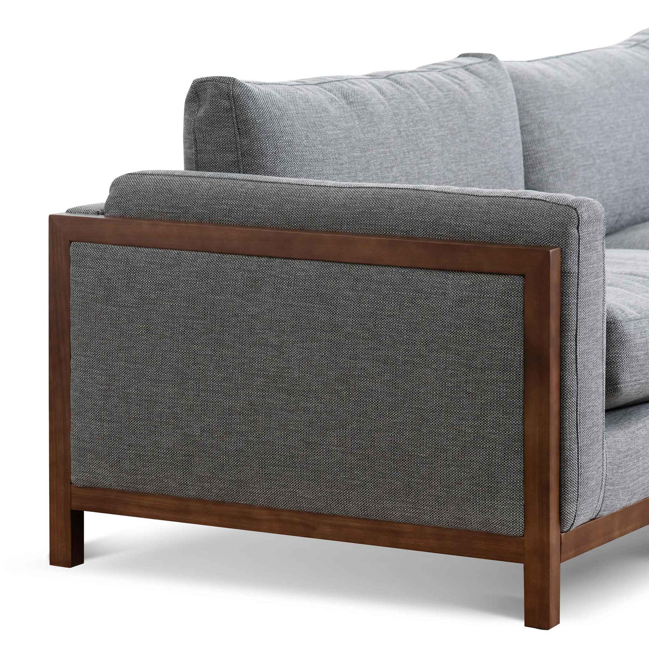 Wilford1 3 Seater Fabric Sofa - Graphite Grey with Walnut Frame - Last One