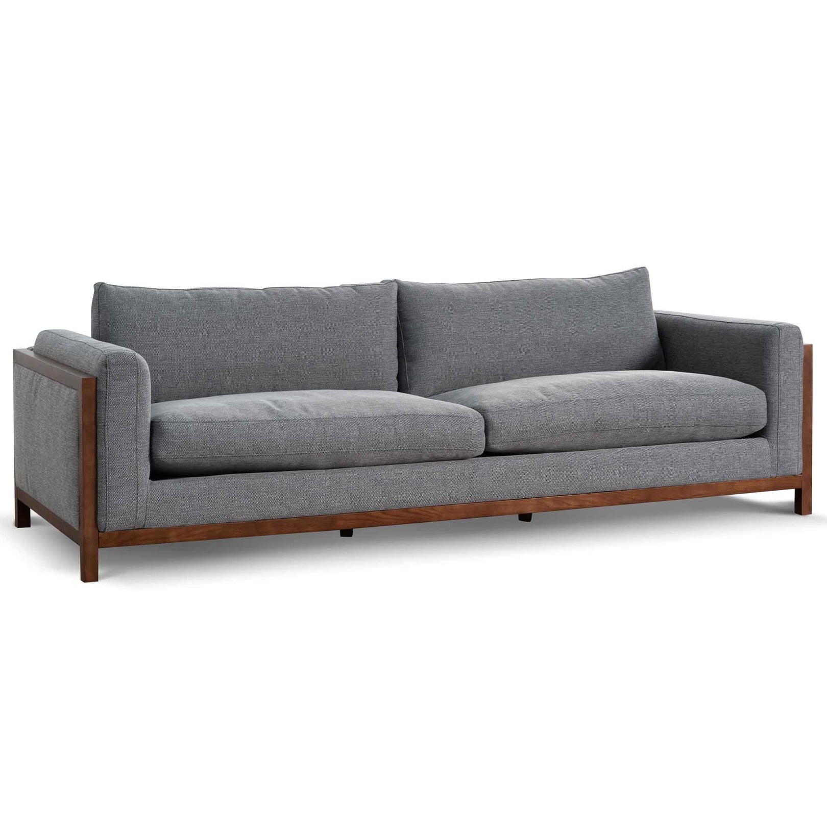 Wilford1 3 Seater Fabric Sofa - Graphite Grey with Walnut Frame - Last One