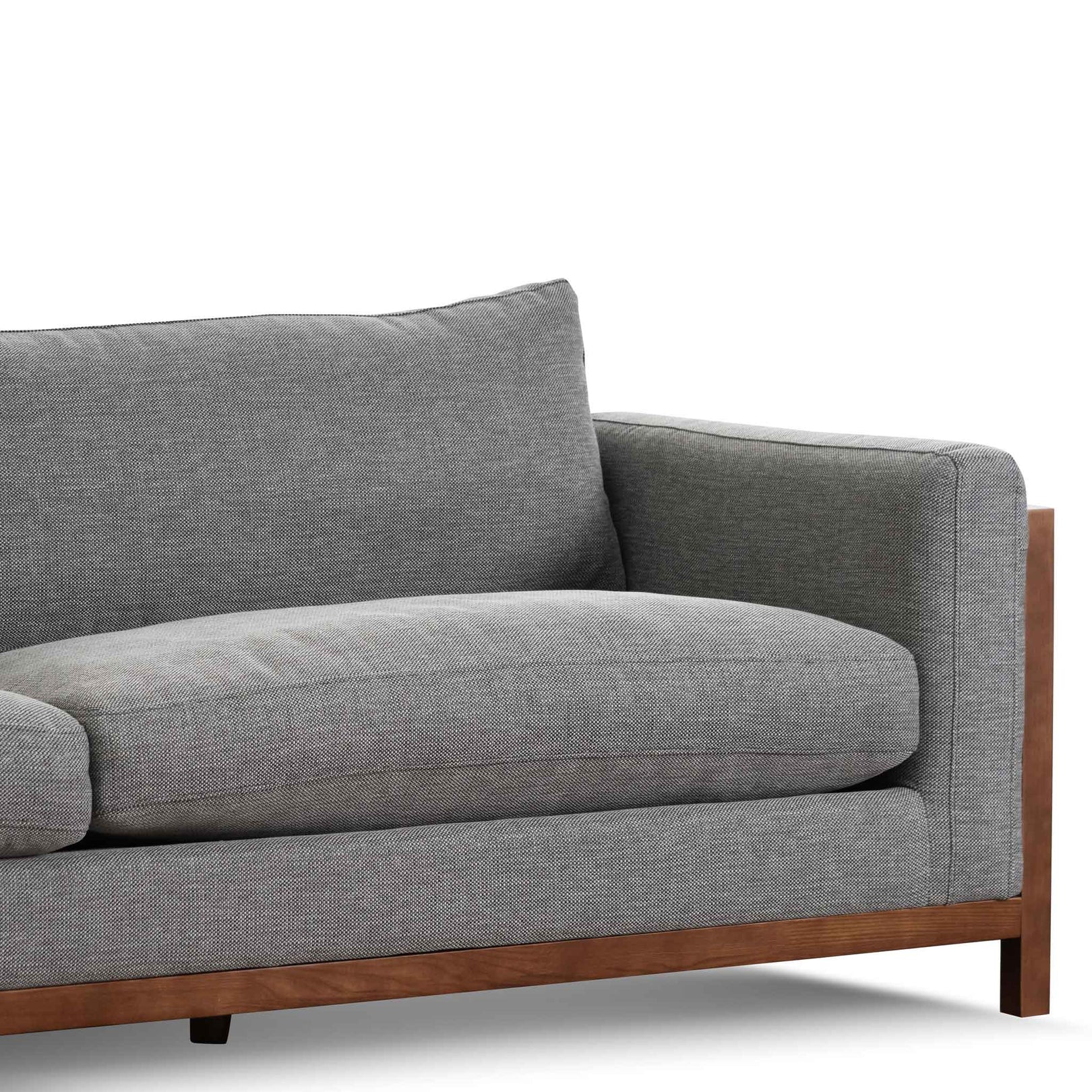 Wilford1 3 Seater Fabric Sofa - Graphite Grey with Walnut Frame - Last One