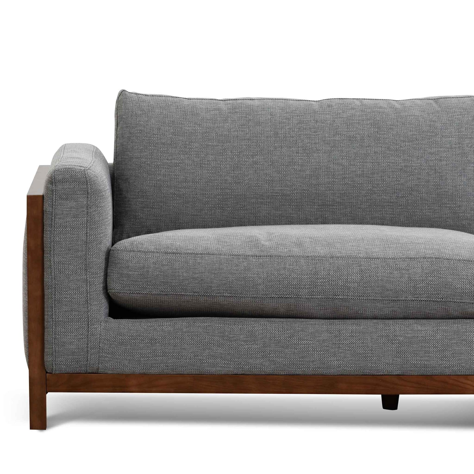 Wilford1 3 Seater Fabric Sofa - Graphite Grey with Walnut Frame - Last One