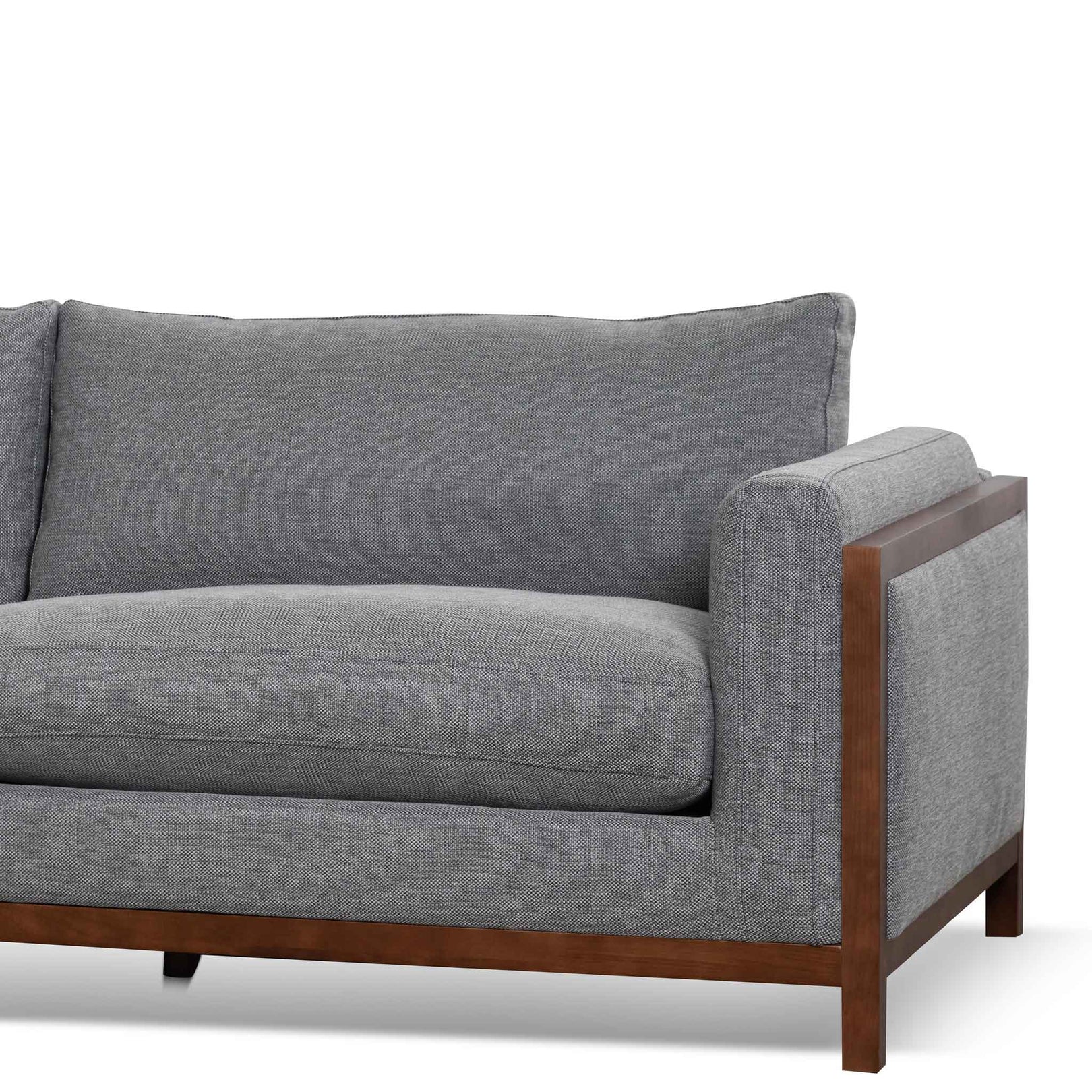 Wilford1 3 Seater Fabric Sofa - Graphite Grey with Walnut Frame - Last One