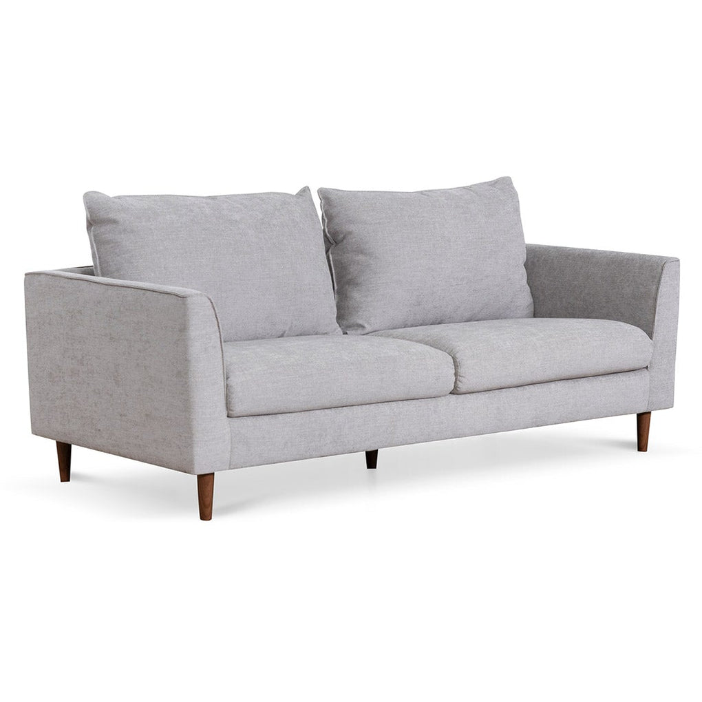 Kavan 3 Seater Fabric Sofa - Oyster Beige with Walnut Leg