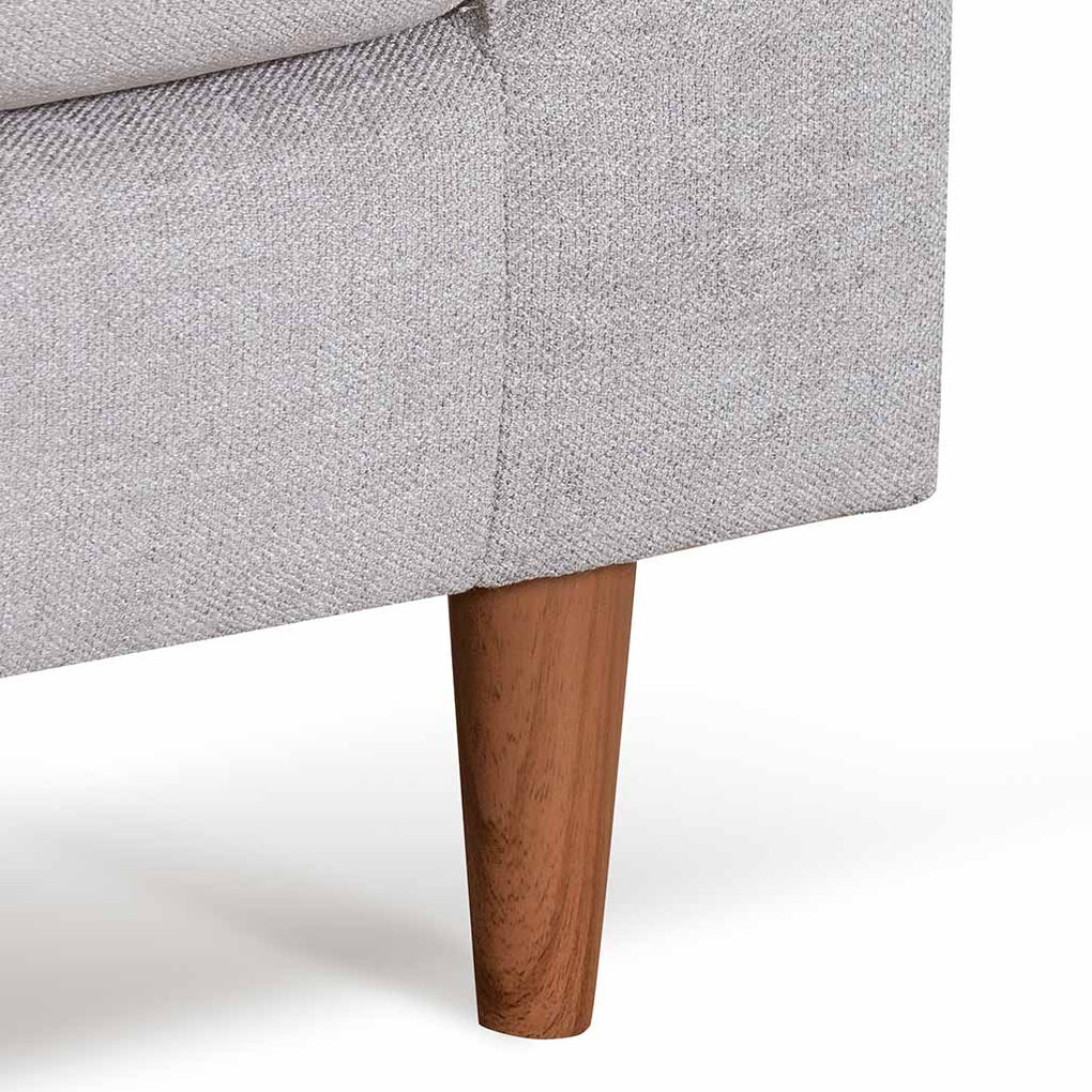 Kavan 3 Seater Fabric Sofa - Oyster Beige with Walnut Leg