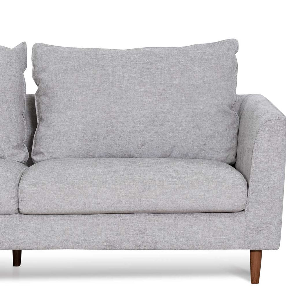 Kavan 3 Seater Fabric Sofa - Oyster Beige with Walnut Leg