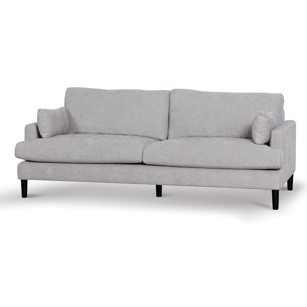 Zachery 3 Seater Fabric Sofa - Oyster Beige and Black Leg