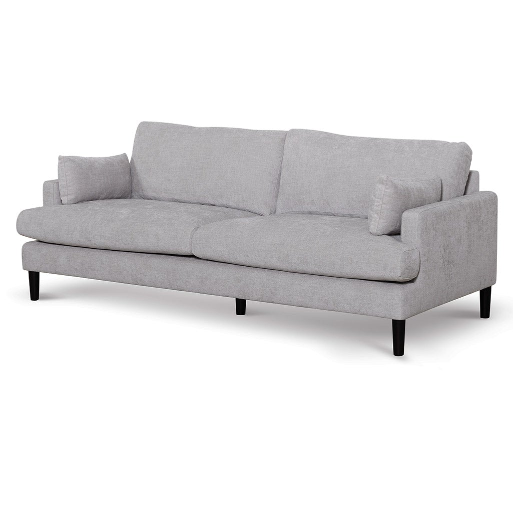 Zachery 3 Seater Fabric Sofa - Oyster Beige and Black Leg