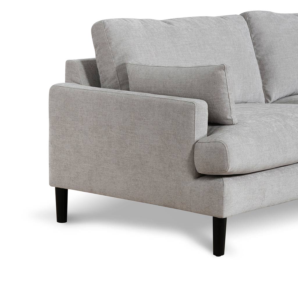 Zachery 3 Seater Fabric Sofa - Oyster Beige and Black Leg