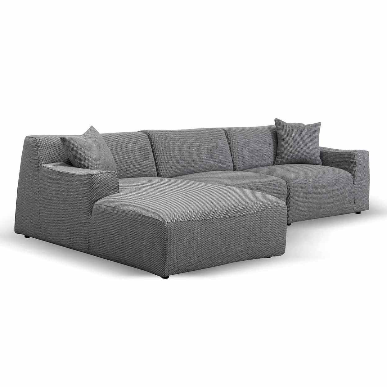 Marlin 3 Seater Left Chaise Fabric Sofa - Noble Grey