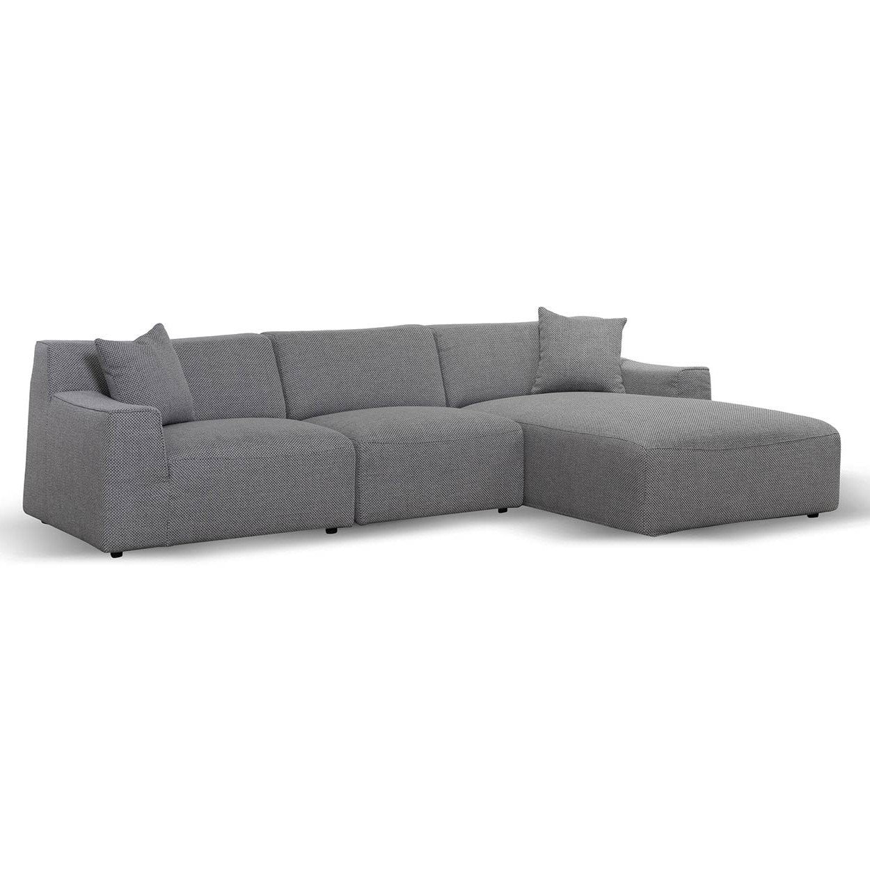 Marlin 3 Seater Right Chaise Fabric Sofa - Noble Grey