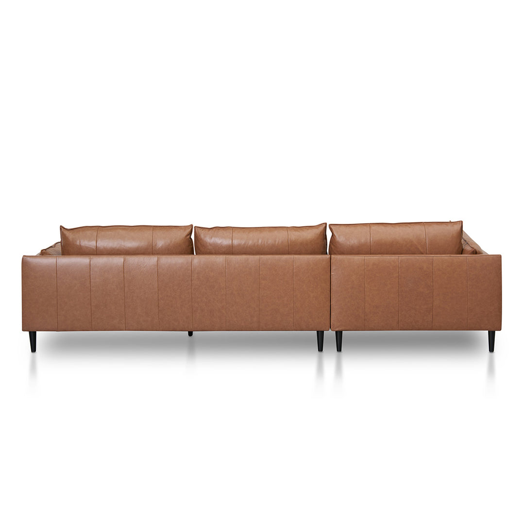 Lucio 4 Seater Left Chaise Leather Sofa - Caramel Brown