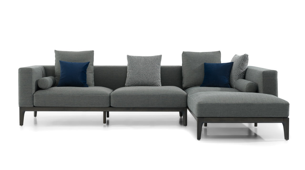 High leg L-shaped sofa