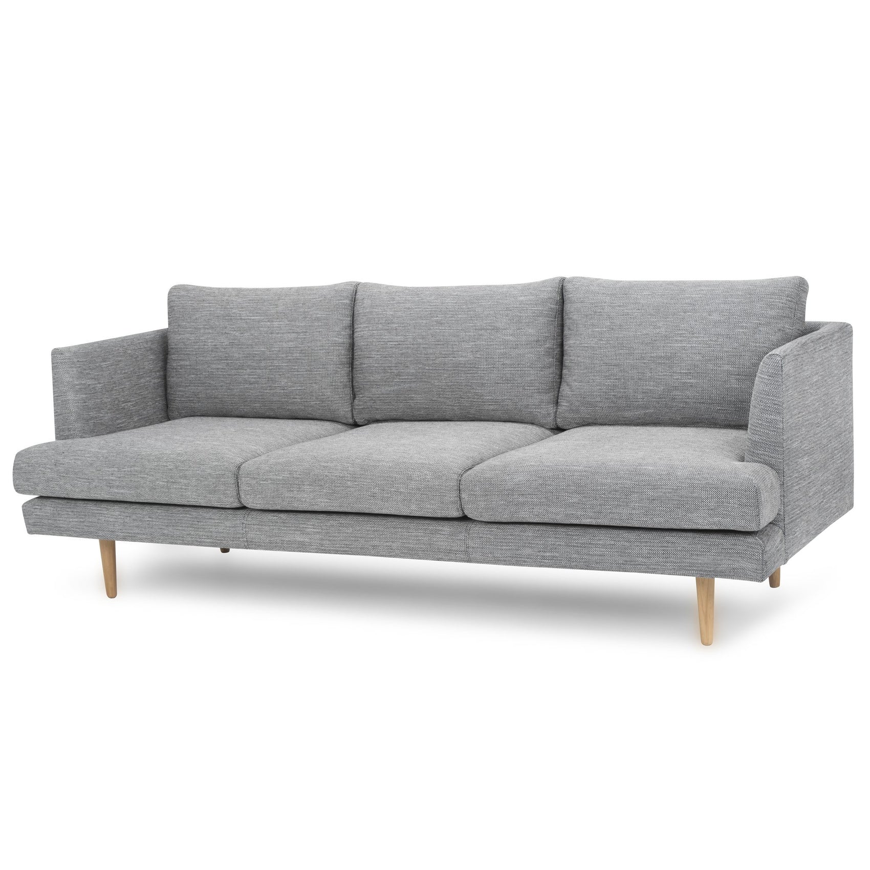 Denmark 3 Seater Fabric Sofa - Graphite Grey - Natural Legs