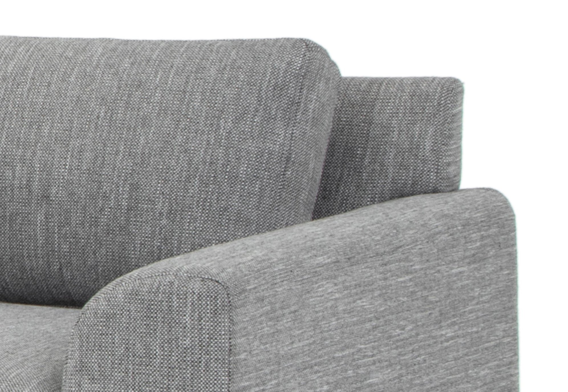 Sonia 3 Seater Left Chaise Fabric Sofa - Graphite Grey with Black Legs