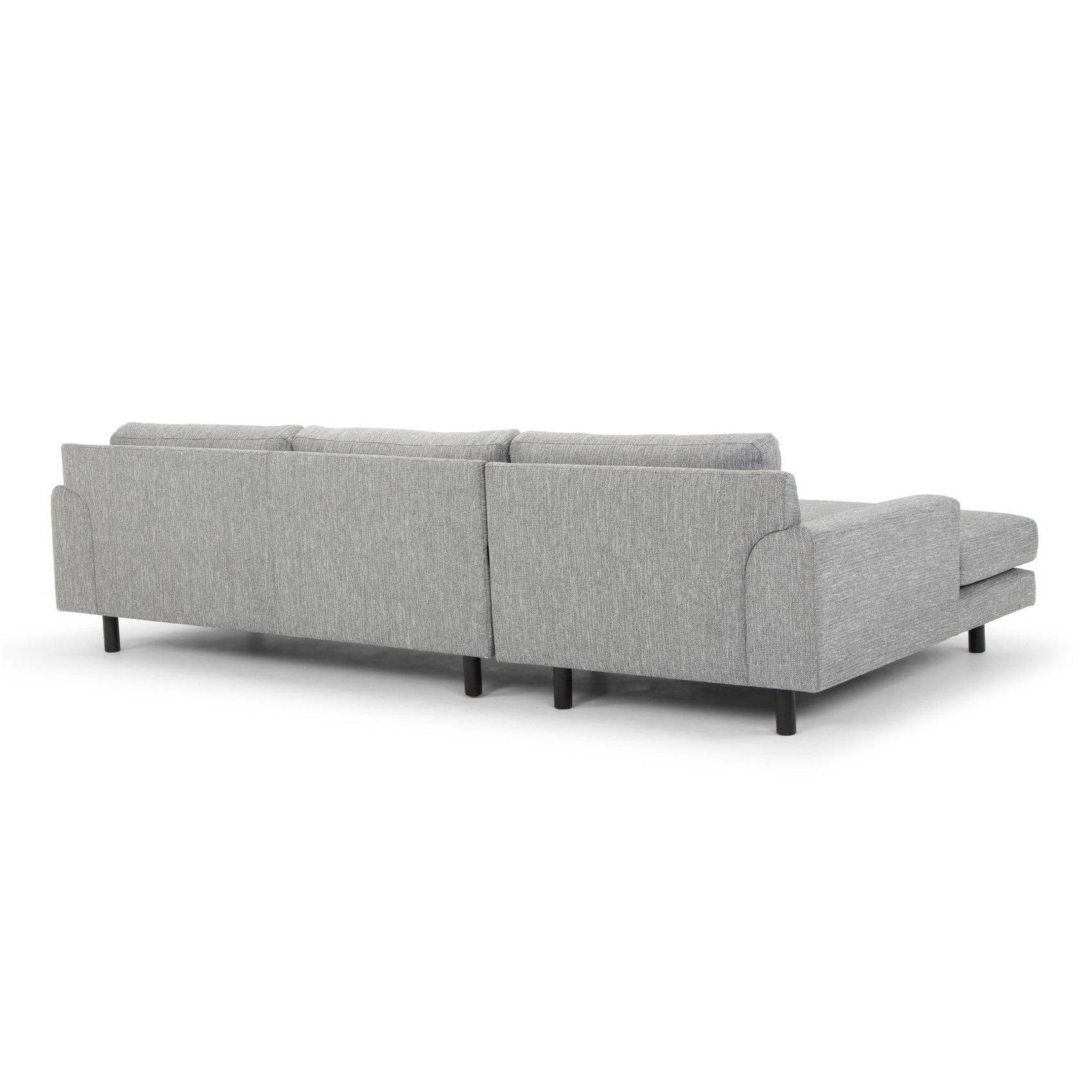Sonia 3 Seater Left Chaise Fabric Sofa - Graphite Grey with Black Legs