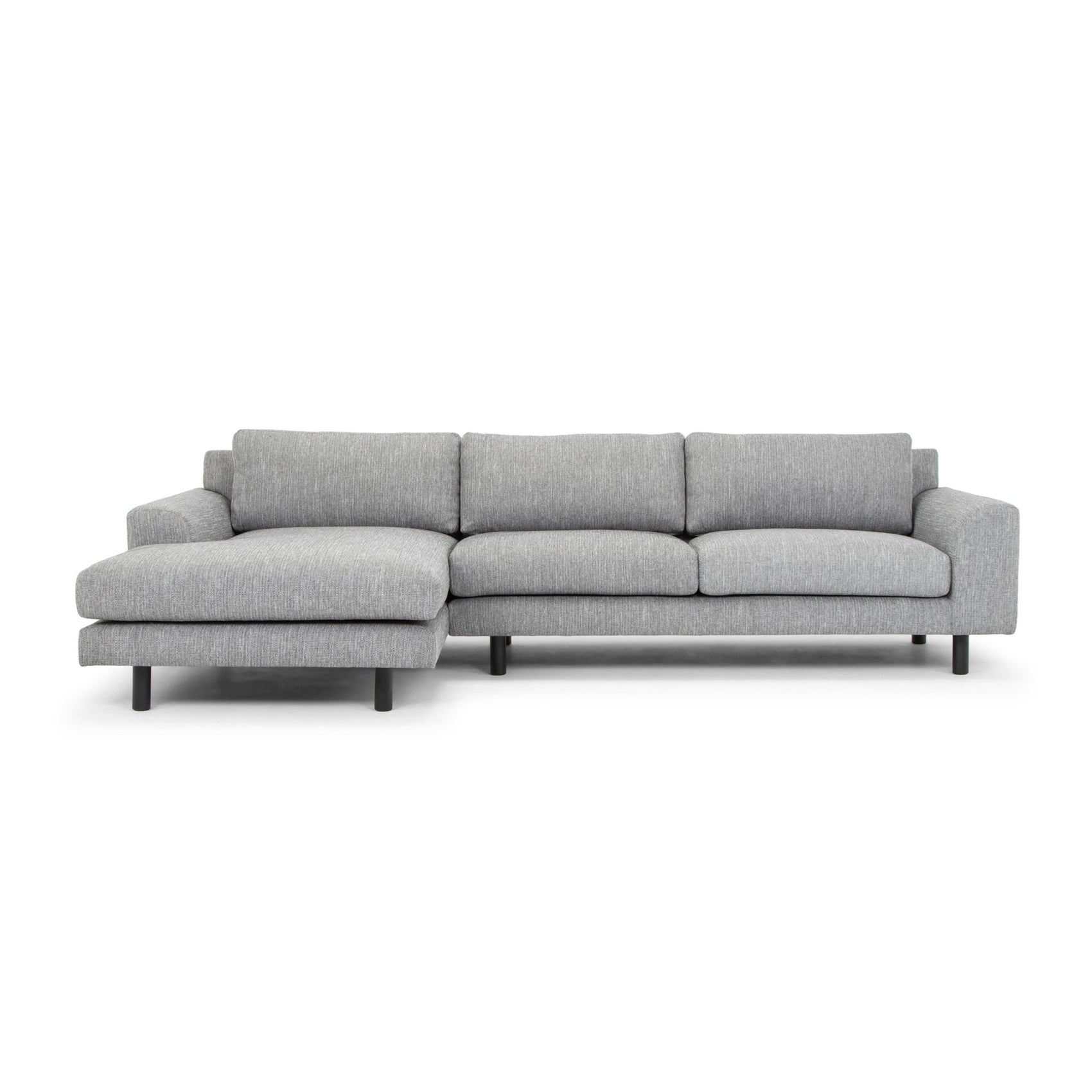 Sonia 3 Seater Left Chaise Fabric Sofa - Graphite Grey with Black Legs