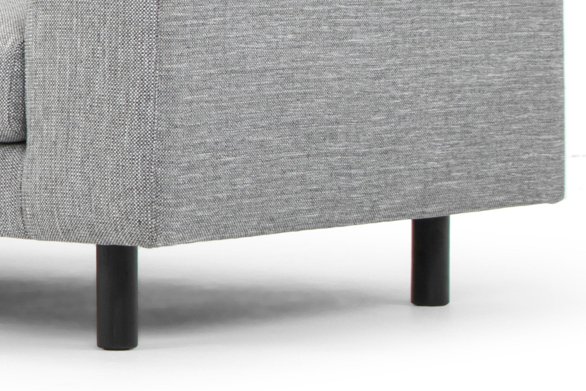 Sonia 3 Seater Left Chaise Fabric Sofa - Graphite Grey with Black Legs