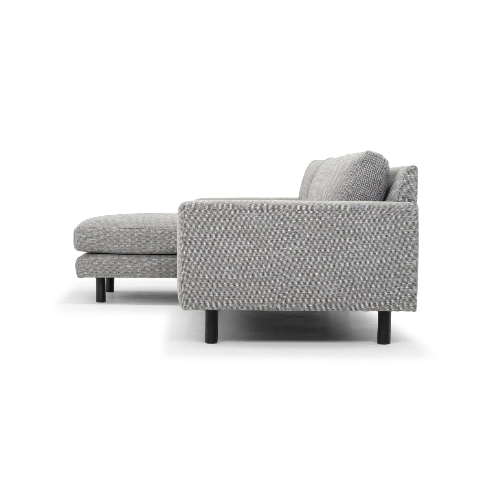 Sonia 3 Seater Left Chaise Fabric Sofa - Graphite Grey with Black Legs