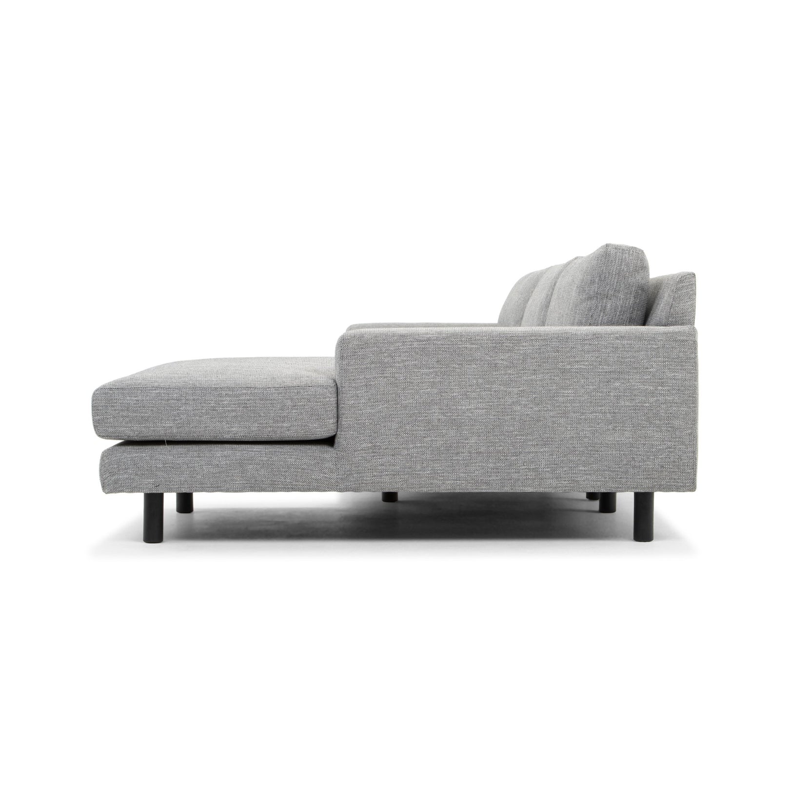 Sonia 3 Seater Right Chaise Fabric Sofa - Graphite Grey with Black Legs