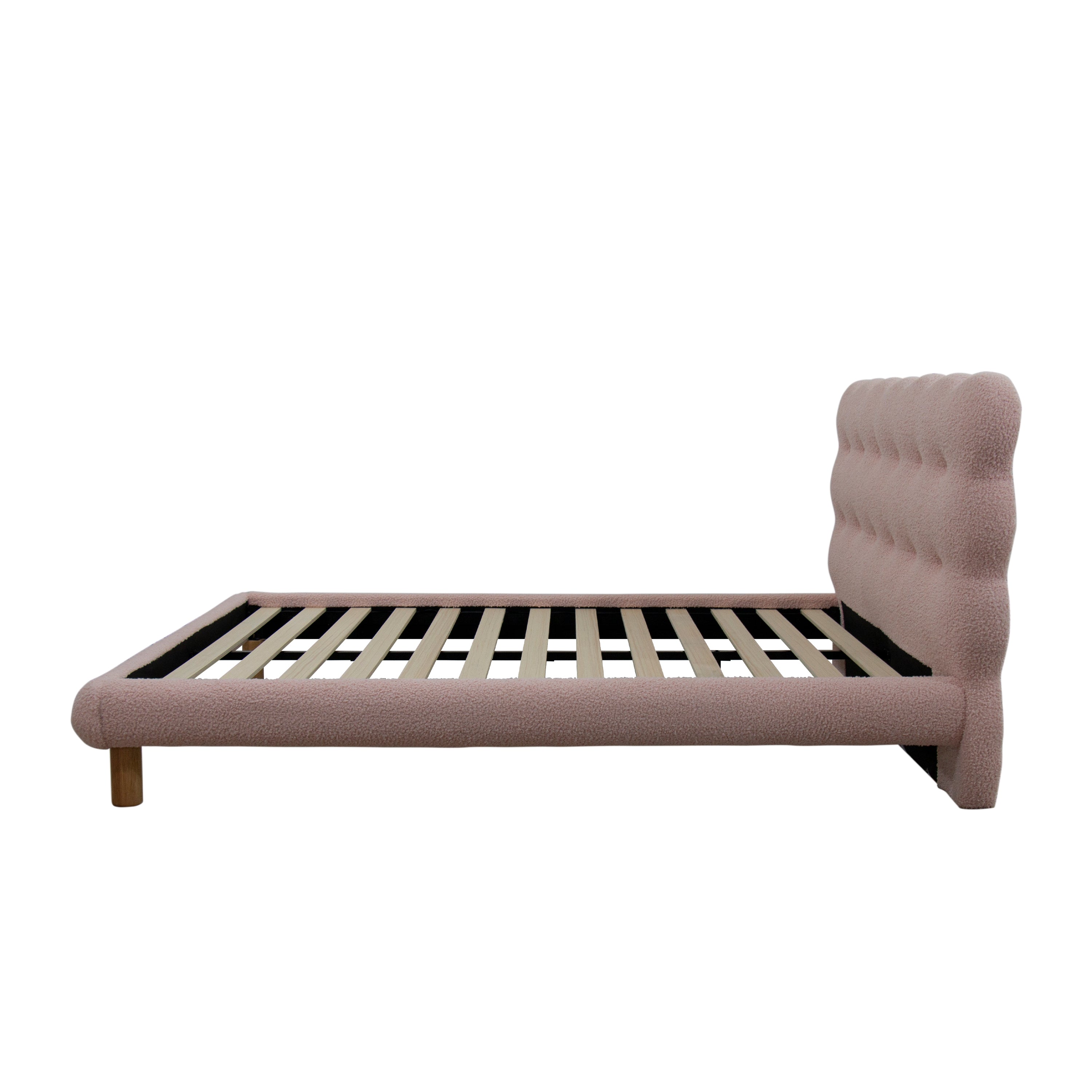 Light luxury Teddy fabric bed frame low platform bed