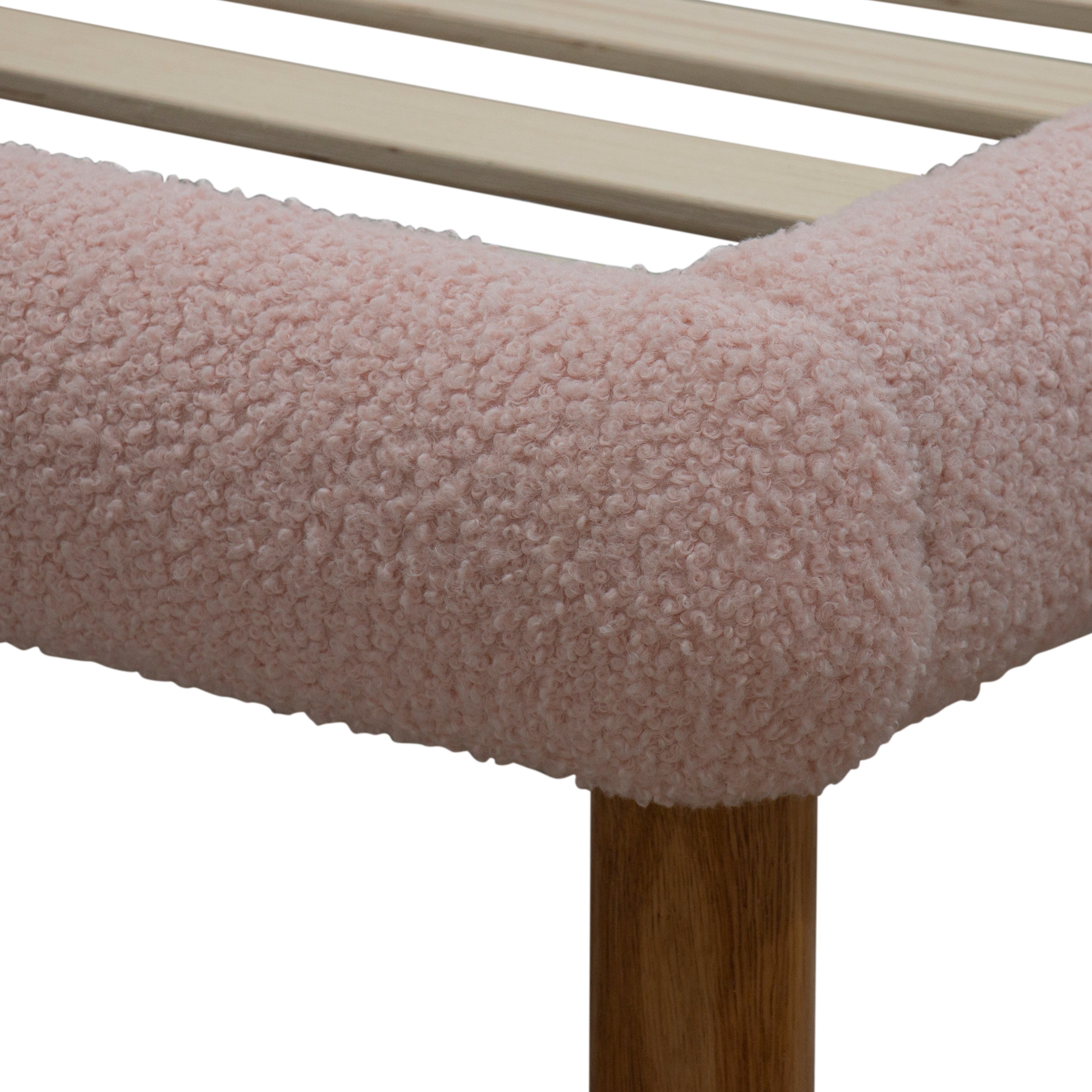 Light luxury Teddy fabric bed frame low platform bed