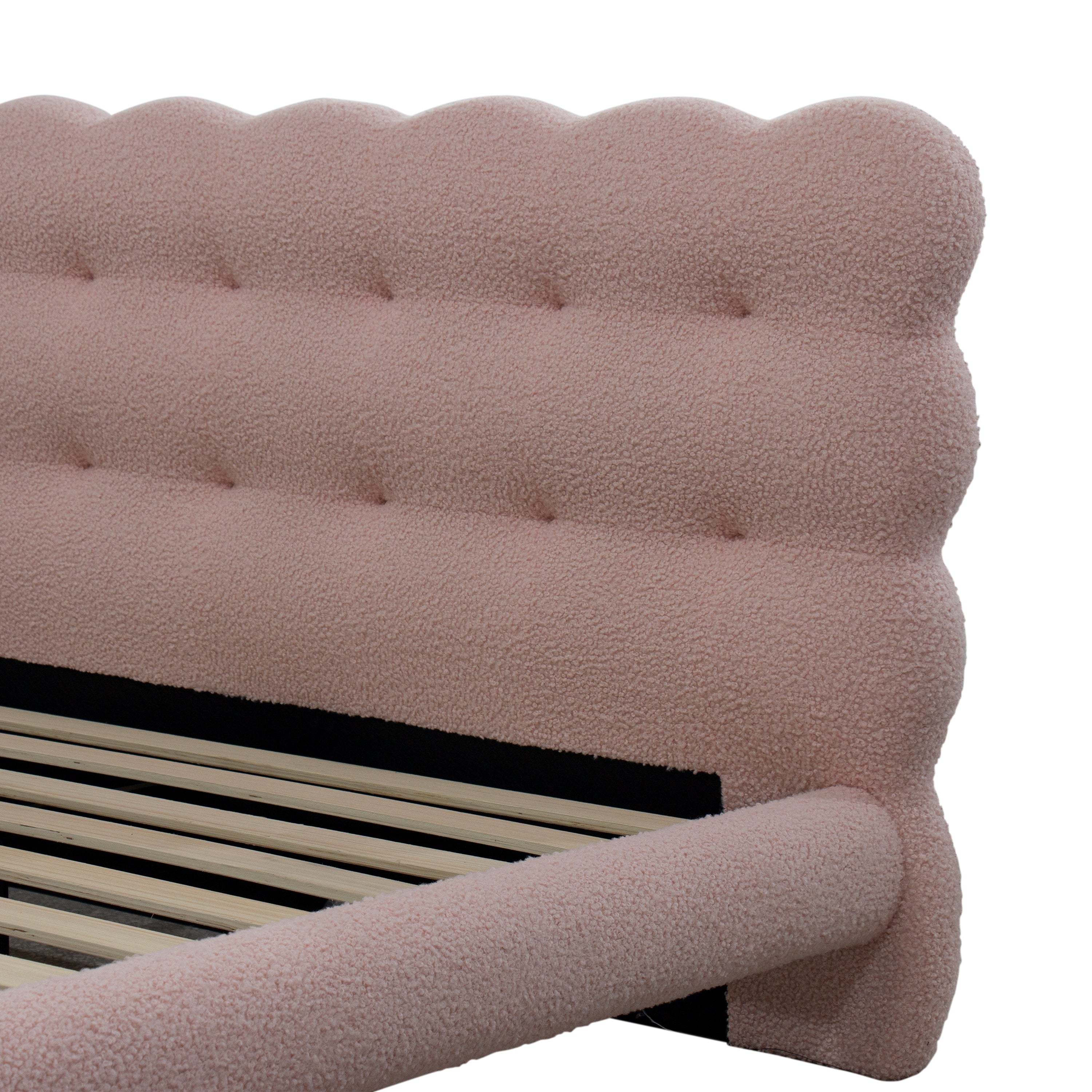 Light luxury Teddy fabric bed frame low platform bed