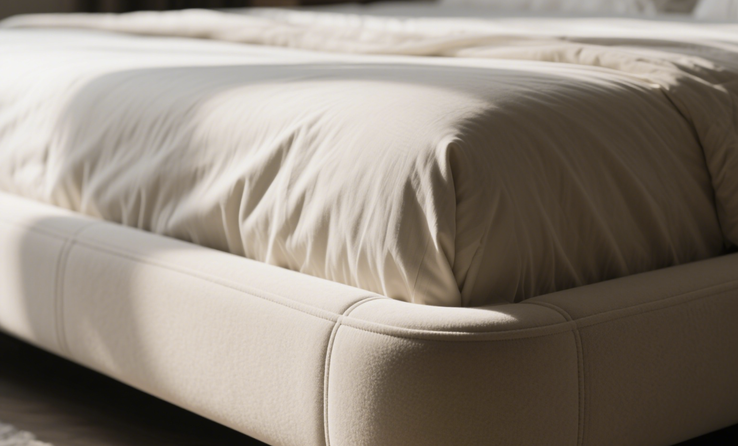Modern Minimalist Genuine Leather Platform Bed Frame