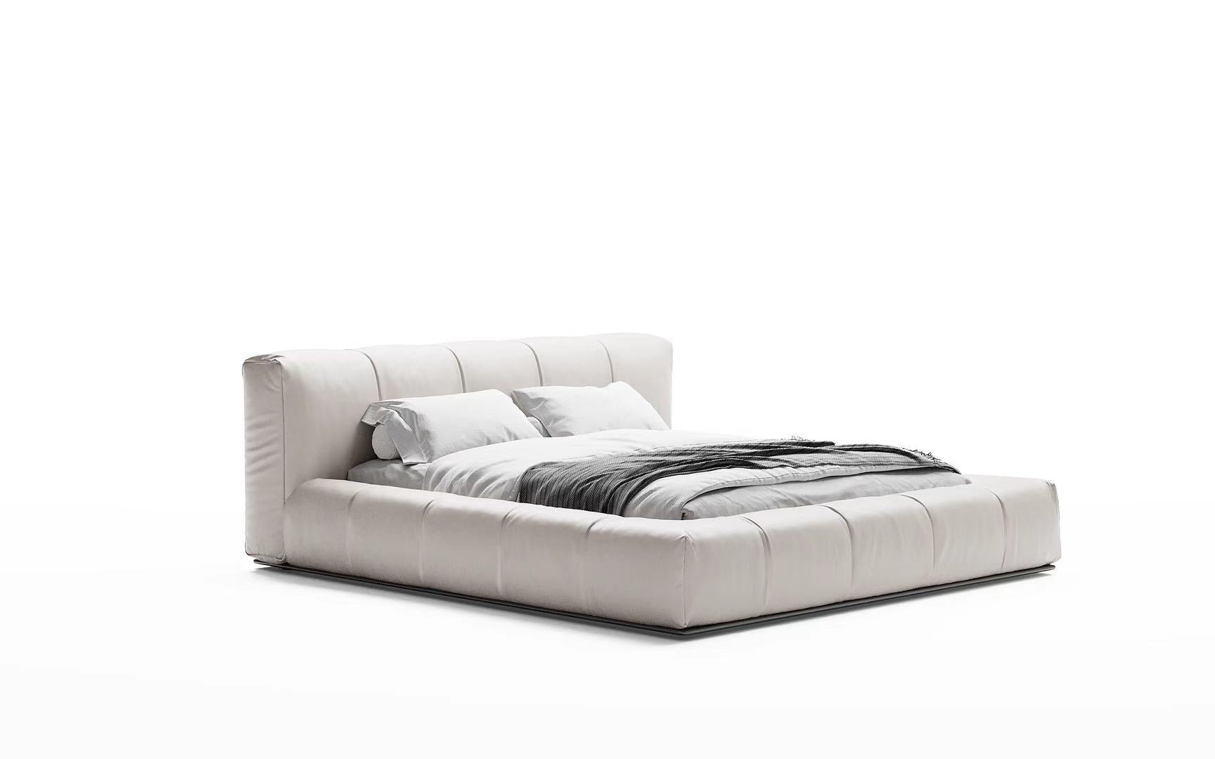 Modern Minimalist Genuine Leather Platform Bed Frame