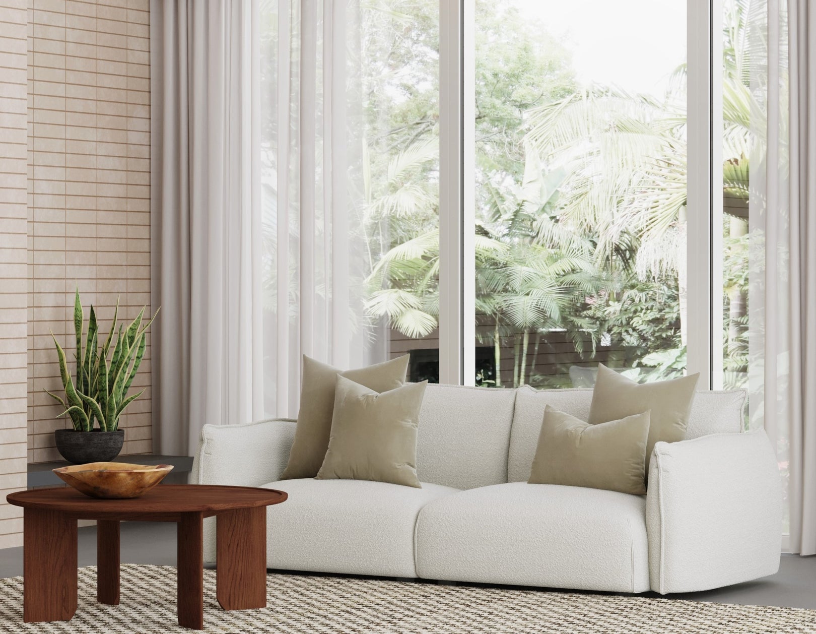 Ferrell 3 Seater Sofa - White Wash Boucle