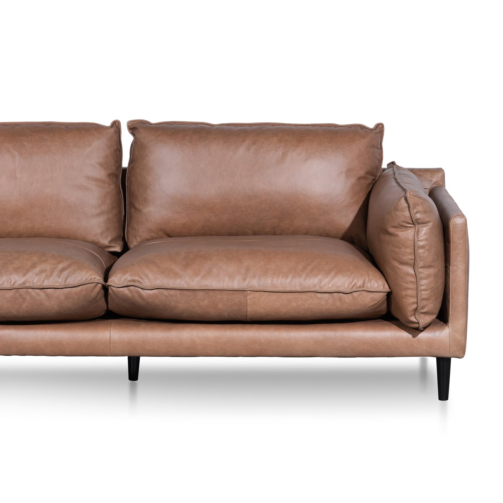 Lucio 4 Seater Left Chaise Leather Sofa - Saddle Brown