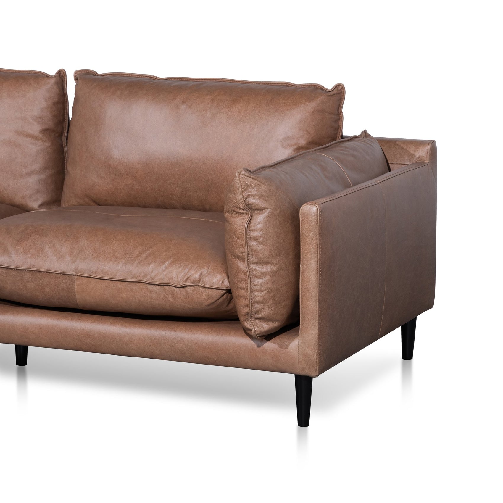 Lucio 4 Seater Left Chaise Leather Sofa - Saddle Brown