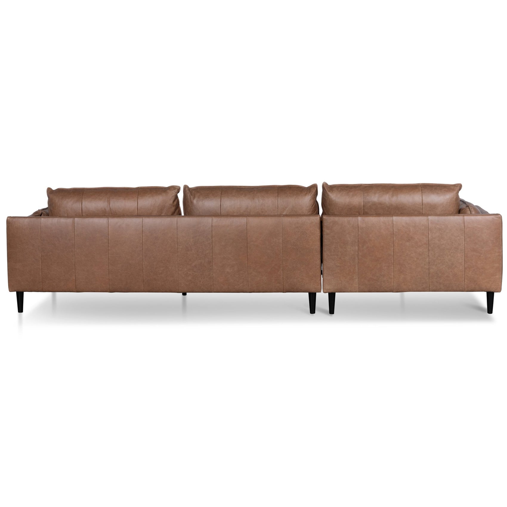 Lucio 4 Seater Left Chaise Leather Sofa - Saddle Brown