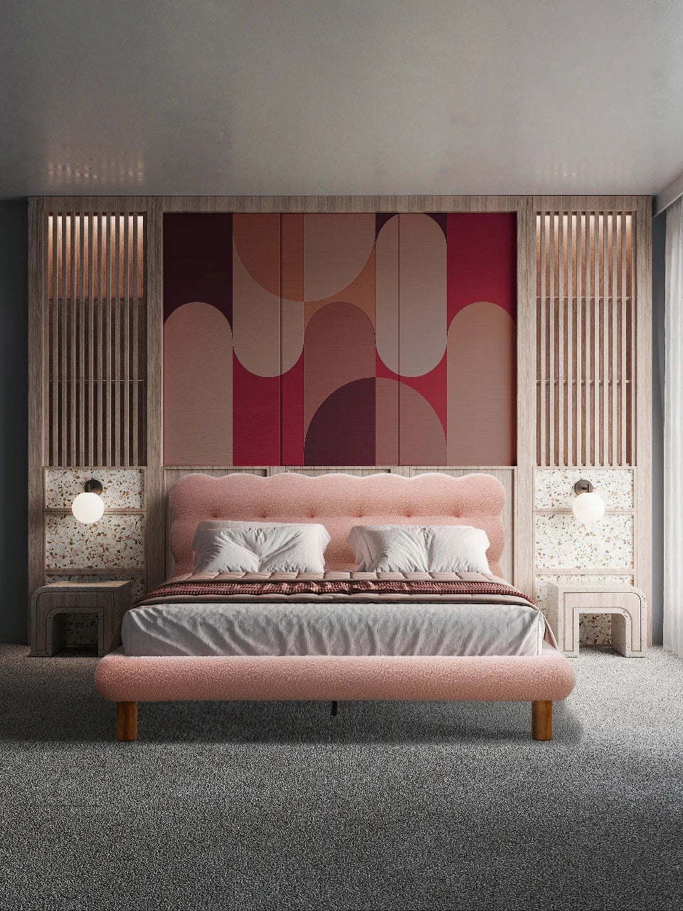Luxury Velvet Bed Frame Low Profile Platform Bed