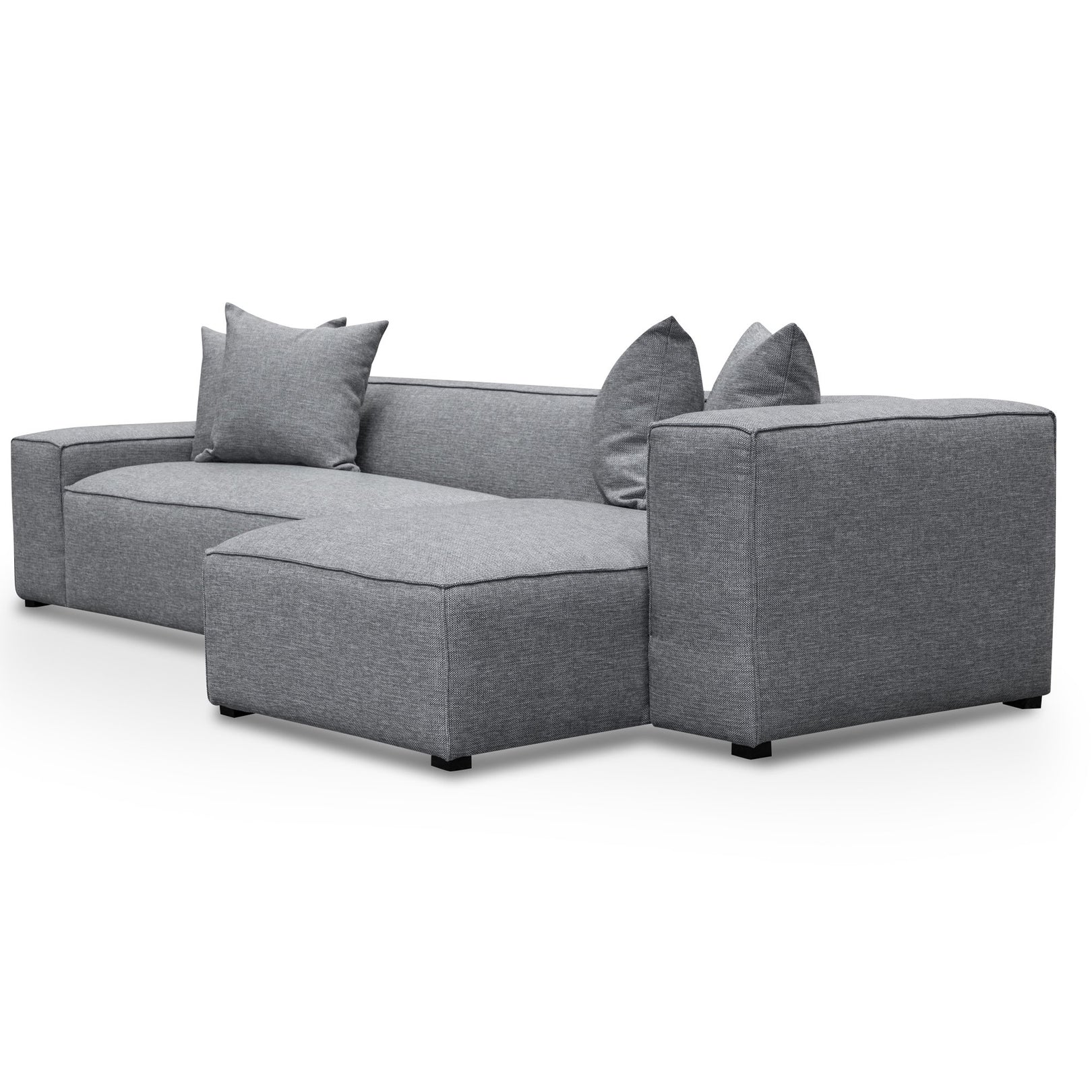 Casey 3 Seater Right Chaise Fabric Sofa - Graphite Grey