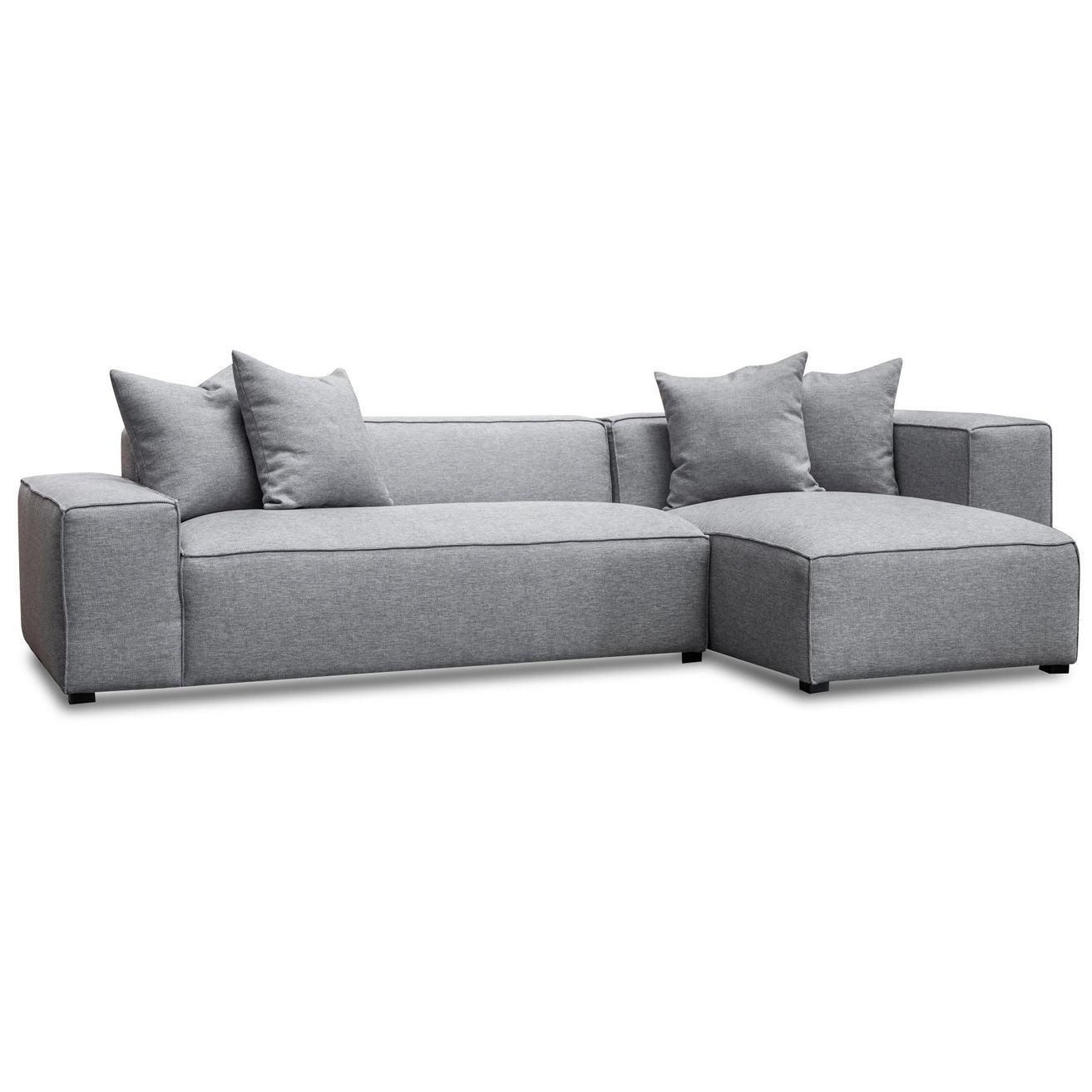 Casey 3 Seater Right Chaise Fabric Sofa - Graphite Grey