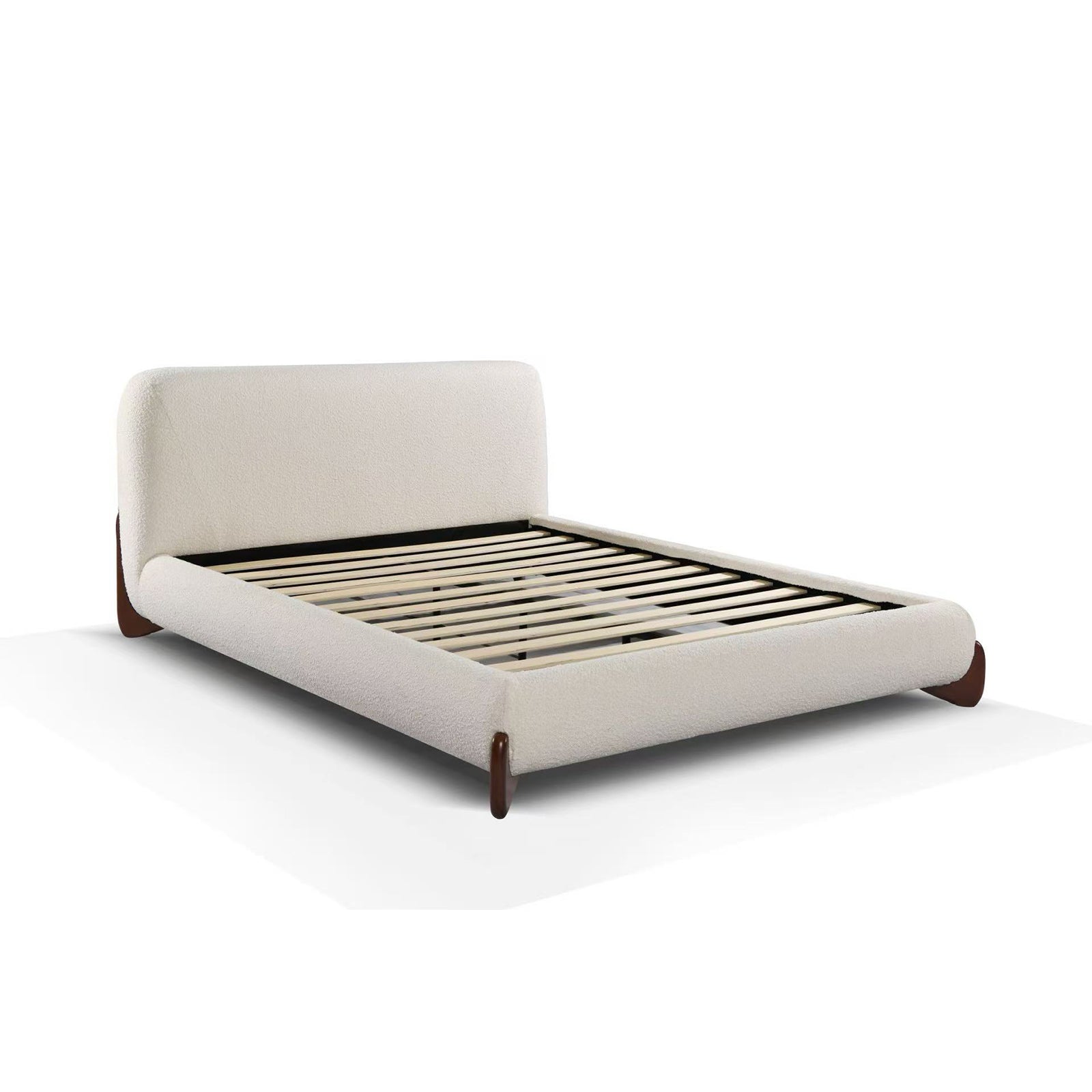 Luxury Solid Wood Velvet Bed Frame - Low Profile Platform Floor Bed