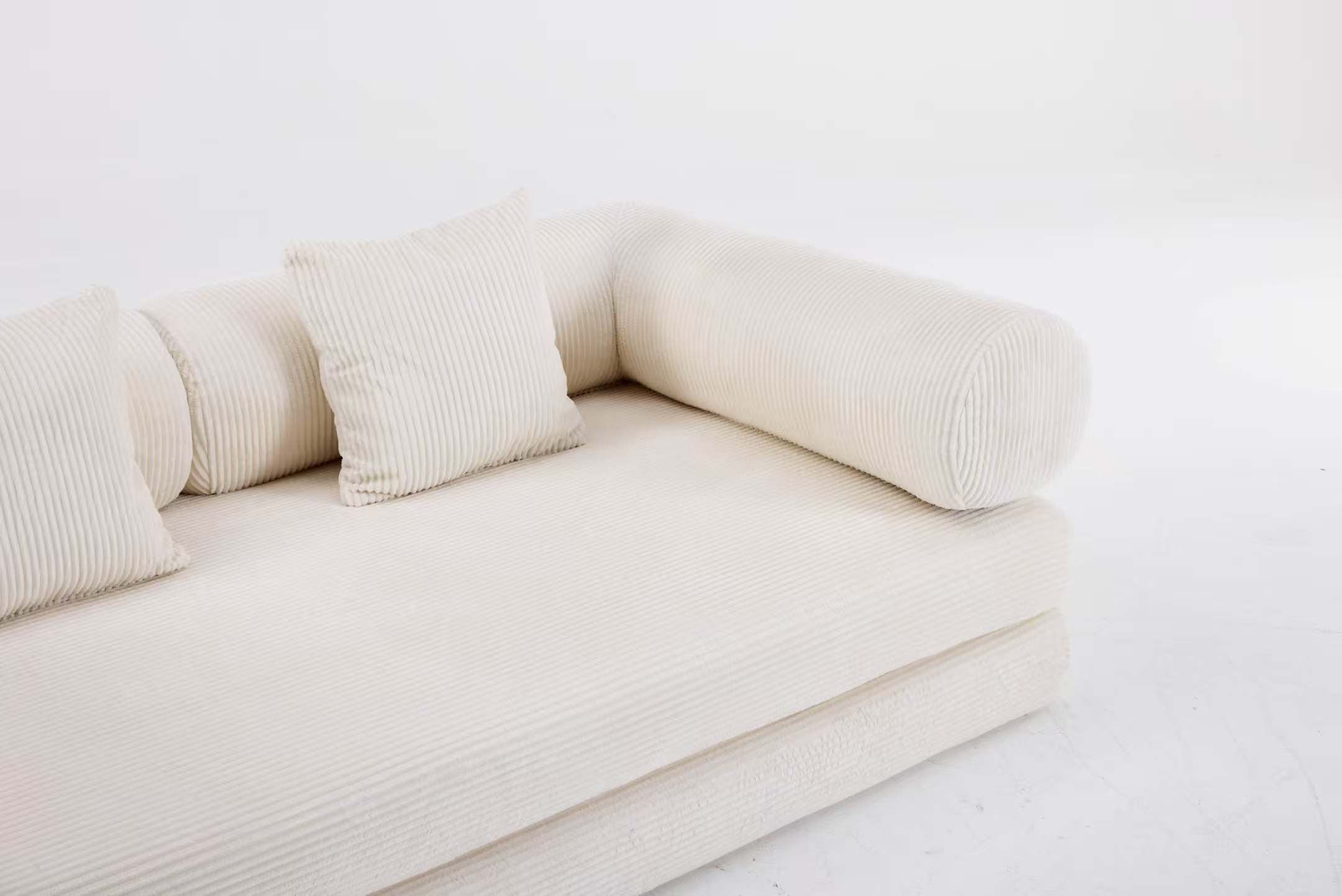 Modern Living Room Double Sofa Convertible Corduroy Sofa Bed
