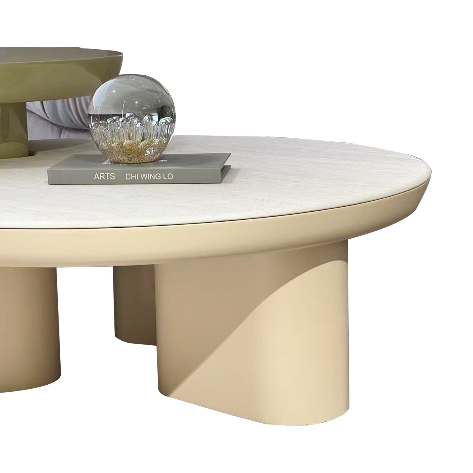 White And Green Combination Round Coffee Table Living Room Furniture