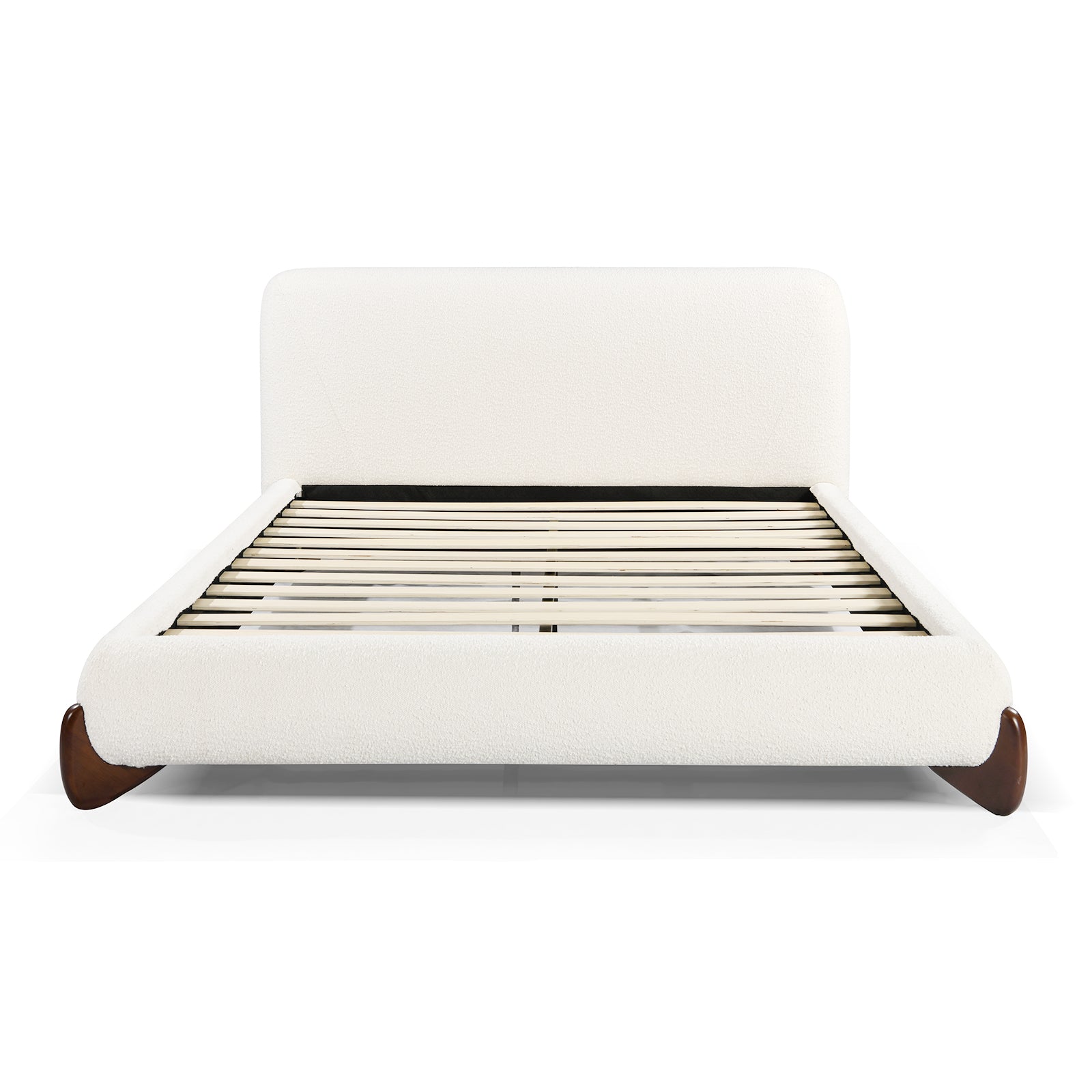 Luxury Solid Wood Velvet Bed Frame - Low Profile Platform Floor Bed