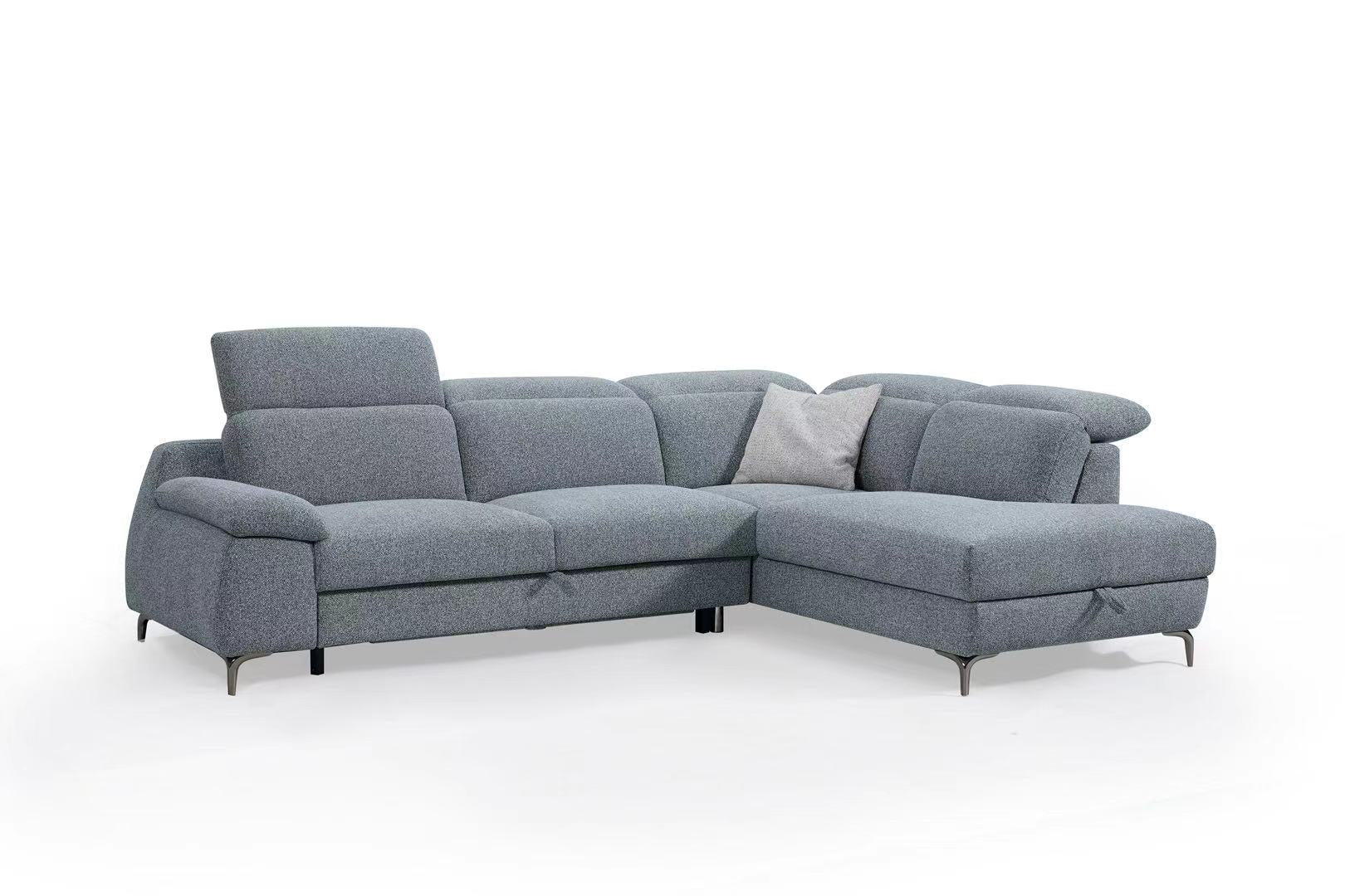 3-in-1 Convertible Sofa Bed with 2 Storage Chaise Loungers and 4 Pillows